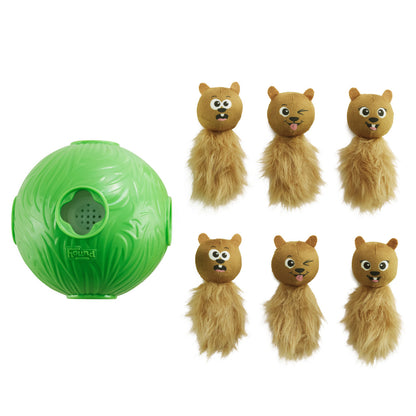 Outward Hound Dog Snuffle N' Treat Ball with 6 Plush Chipmunks