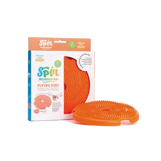 SPIN Interactive 2-in-1 Slow Feeder Lick Pad & Frisbee for Dogs - Orange