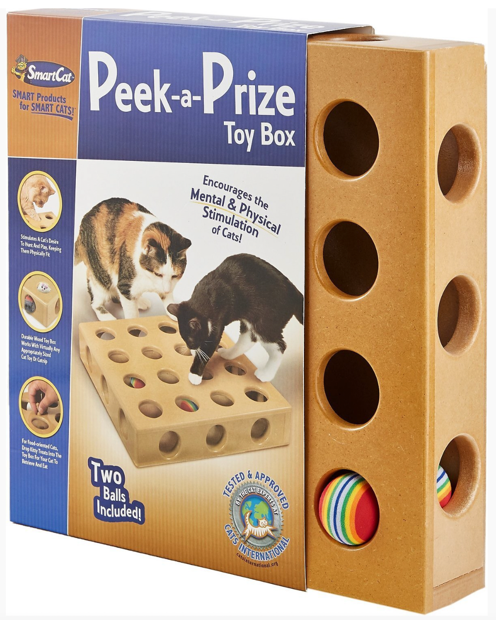 Smart Cat Peek-And-Prize Toy Box Wooden Cat Toy